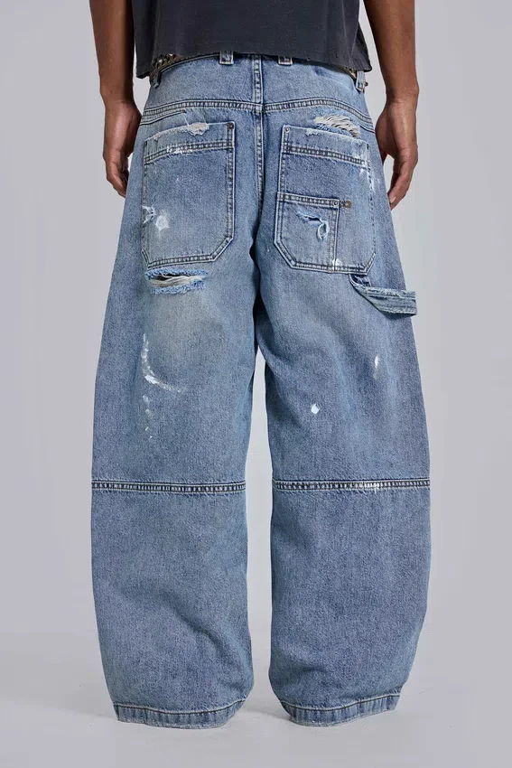Blue Vintage Distressed Carpenter Jeans
