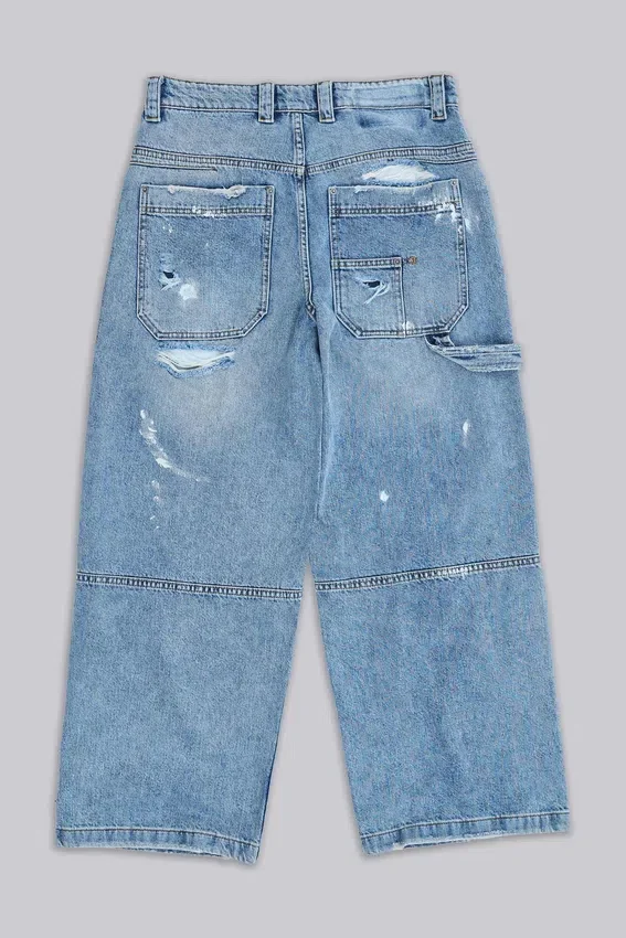 Blue Vintage Distressed Carpenter Jeans