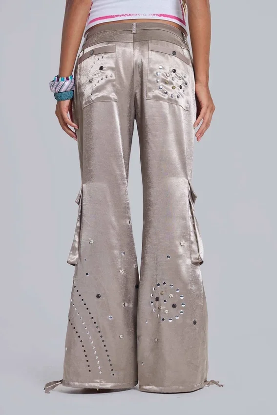 Briony Studded Satin Cargo Trousers