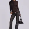 Brown Cooper PU Bootcut Jeans
