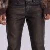Brown Cooper PU Bootcut Jeans