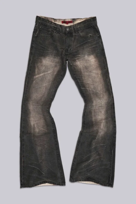 Brown Creased Drift Bootcut Jeans