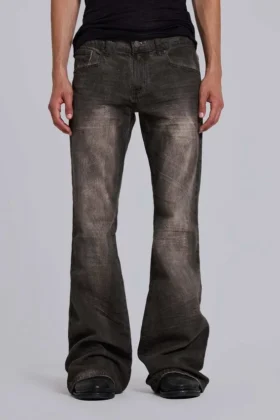 Brown Creased Drift Bootcut Jeans