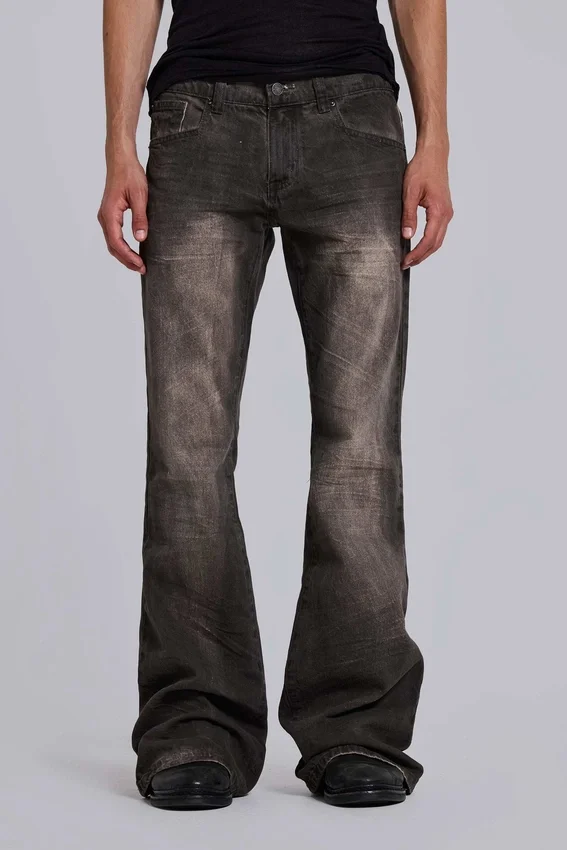 Brown Creased Drift Bootcut Jeans