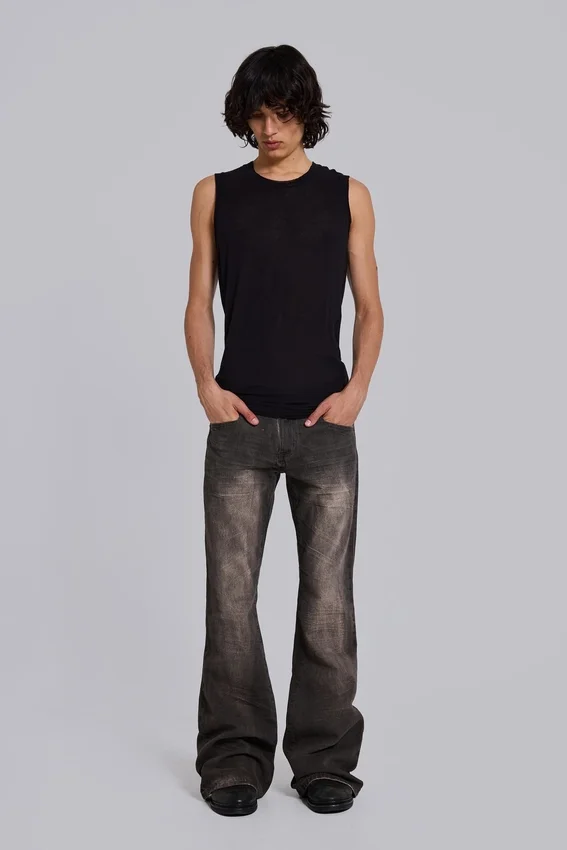 Brown Creased Drift Bootcut Jeans