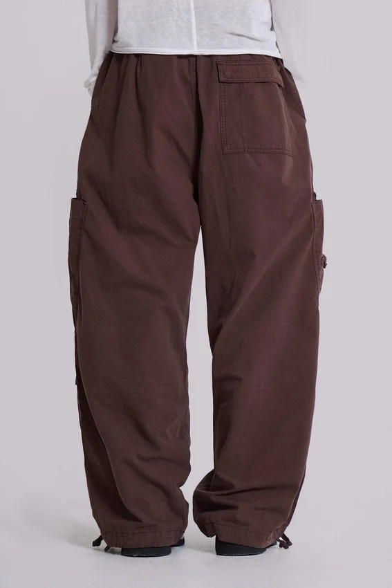 Brown Parachute Cargo Pants