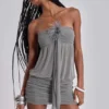 Brunelle Mini Dress with Feathers