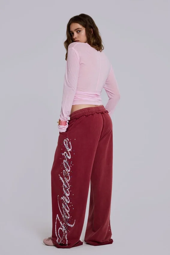 Burgundy Hardcore Jewel Monster Joggers