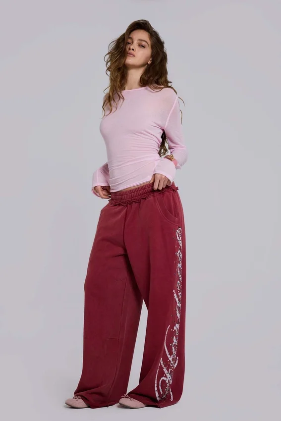 Burgundy Hardcore Jewel Monster Joggers
