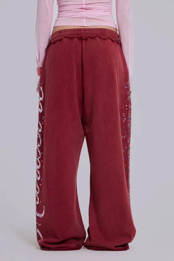 Burgundy Hardcore Jewel Monster Joggers