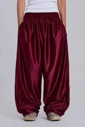 Burgundy Metallic Vapor Joggers