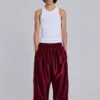 Burgundy Metallic Vapor Joggers