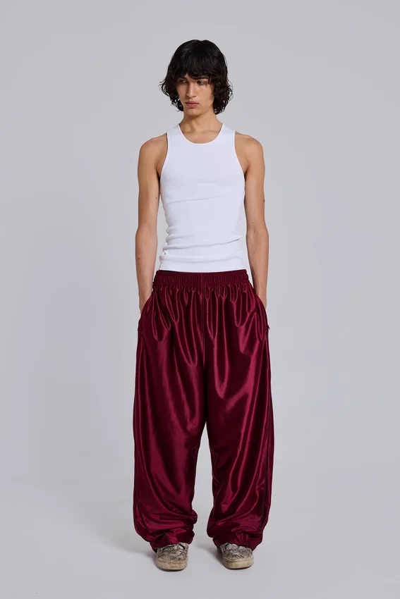 Burgundy Metallic Vapor Joggers