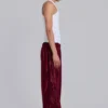 Burgundy Metallic Vapor Joggers