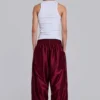 Burgundy Metallic Vapor Joggers
