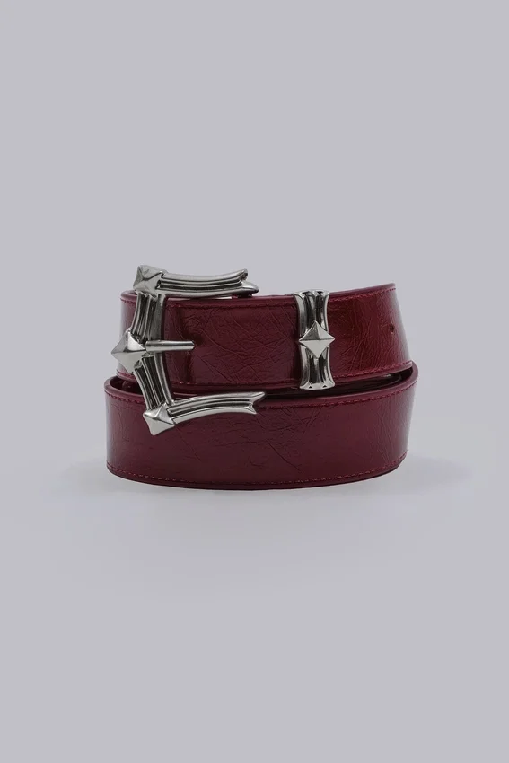 Burgundy Strike Metal Belt