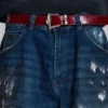 Burgundy Strike Metal Belt