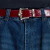 Burgundy Strike Metal Belt