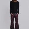 Burgundy Studded Faux Leather Drift Bootcut Trousers