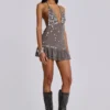 Button Me Up Mini Dress in Grey