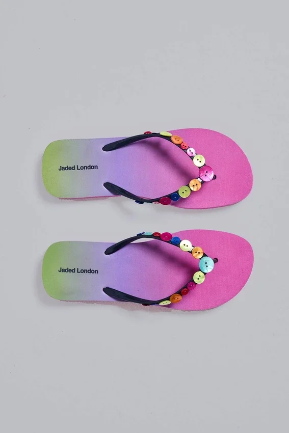 Button Ombre Flip Flops
