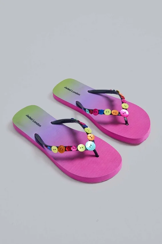 Button Ombre Flip Flops