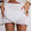 Calyptra Chiffon Bead Trim Mini Skirt