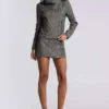 Cera Clasp PU Leather Funnel Jacket