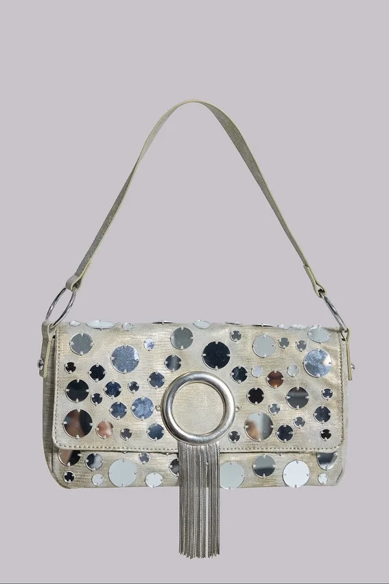 Chara Metallic Mirror Shoulder Bag