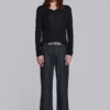 Charcoal Stacked Straight Suit Pants