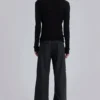 Charcoal Stacked Straight Suit Pants