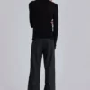 Charcoal Stacked Straight Suit Pants