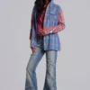Checked Button-Up Hooded Shirt