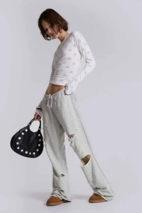 Cleo Distressed Slouchy Bootcut Jogger