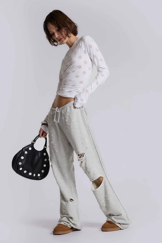 Cleo Distressed Slouchy Bootcut Jogger