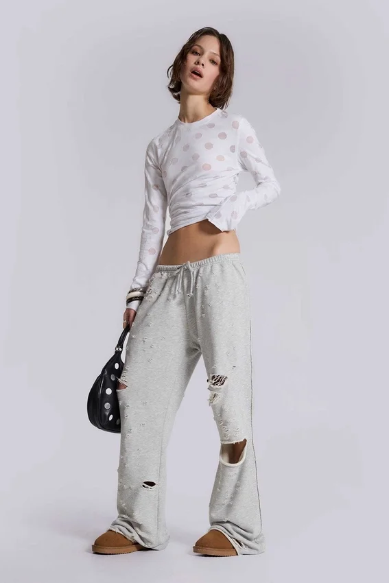 Cleo Distressed Slouchy Bootcut Jogger