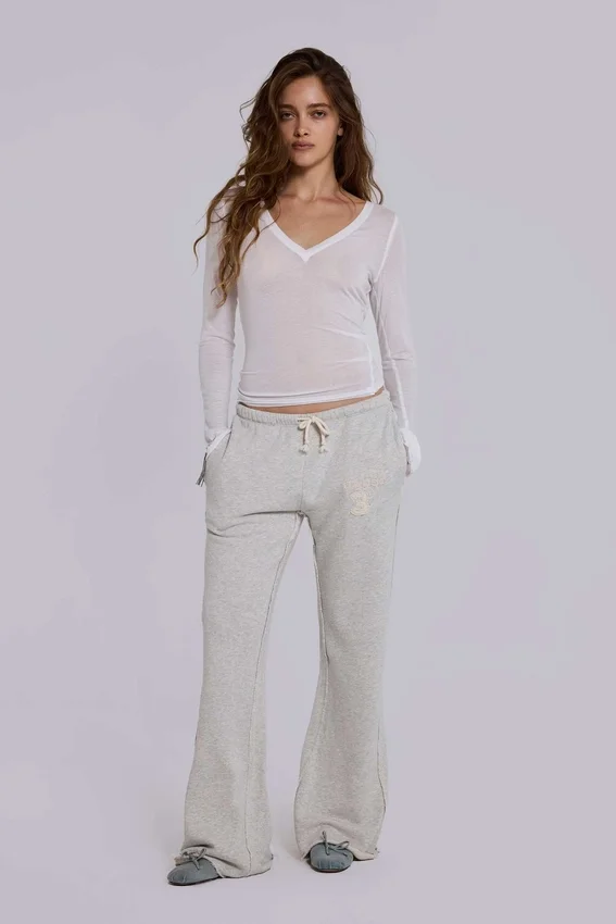 Cleo Slouchy Bootcut Jogger in Grey Marl