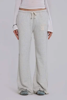 Cleo Slouchy Bootcut Jogger in Grey Marl