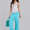 Cleo Slouchy Bootcut Jogger in Turquoise