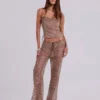Deva Sequin Knit Trousers in Sand