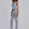 Deva Sequin Knit Corset Top in Sky