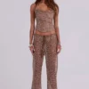 Deva Sequin Knit Trousers in Sand