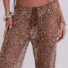 Deva Sequin Knit Trousers in Sand