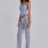 Deva Sequin Knit Trousers in Sky