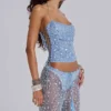 Deva Sequin Knit Trousers in Sky