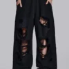 Distressed Black Baggy Monster Joggers