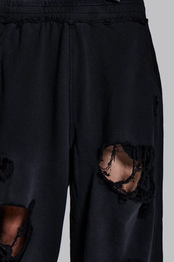Distressed Black Baggy Monster Joggers