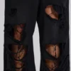 Distressed Black Baggy Monster Joggers