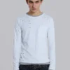 Distressed Double-Layered Waffle Top