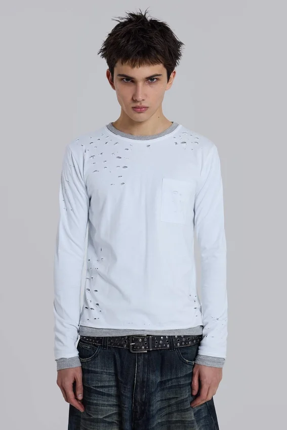 Distressed Double-Layered Waffle Top
